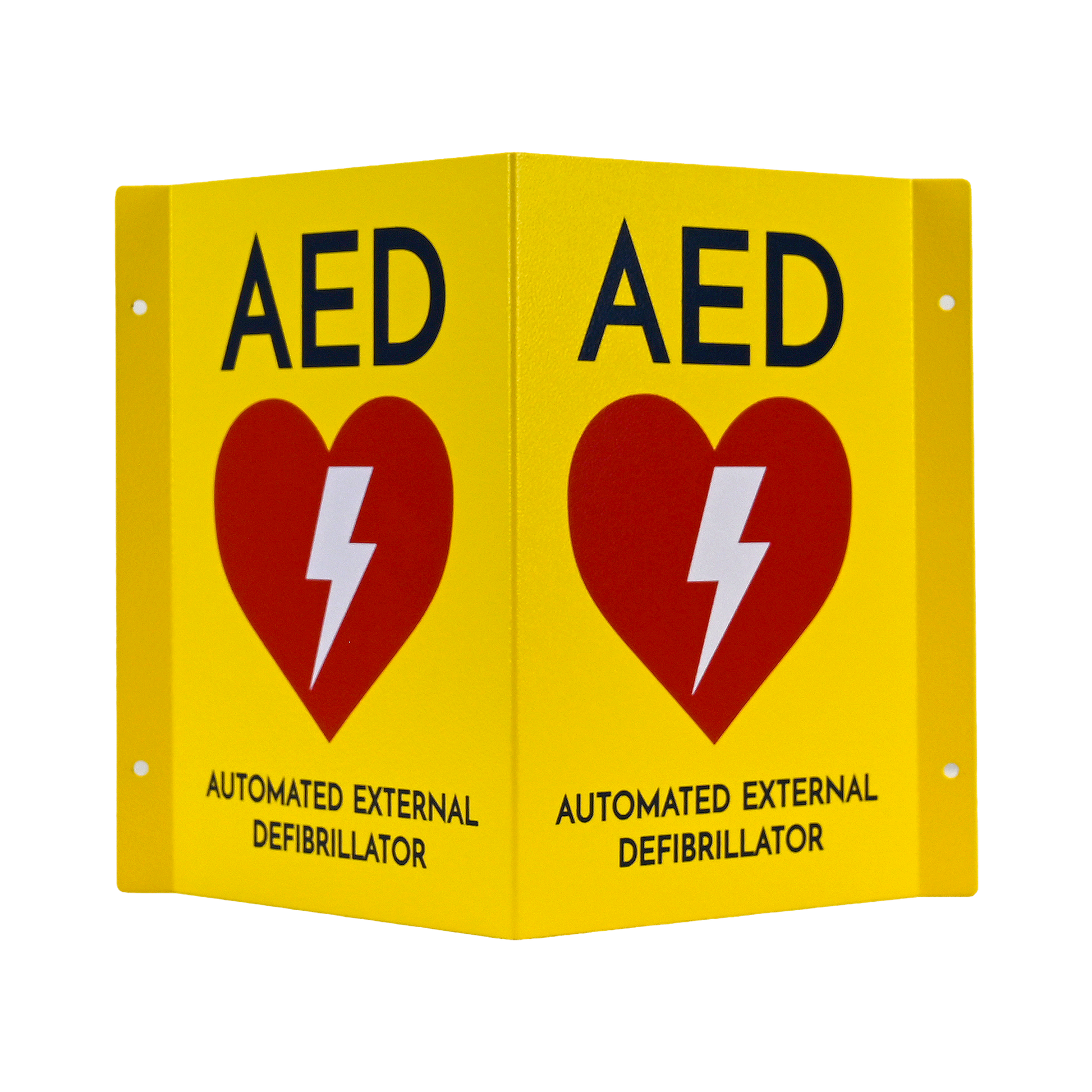 CARDIACT Metal Yellow AED Angle Bracket Sign high-visibility AED location identification bracket sign for wall-mounted defibrillators