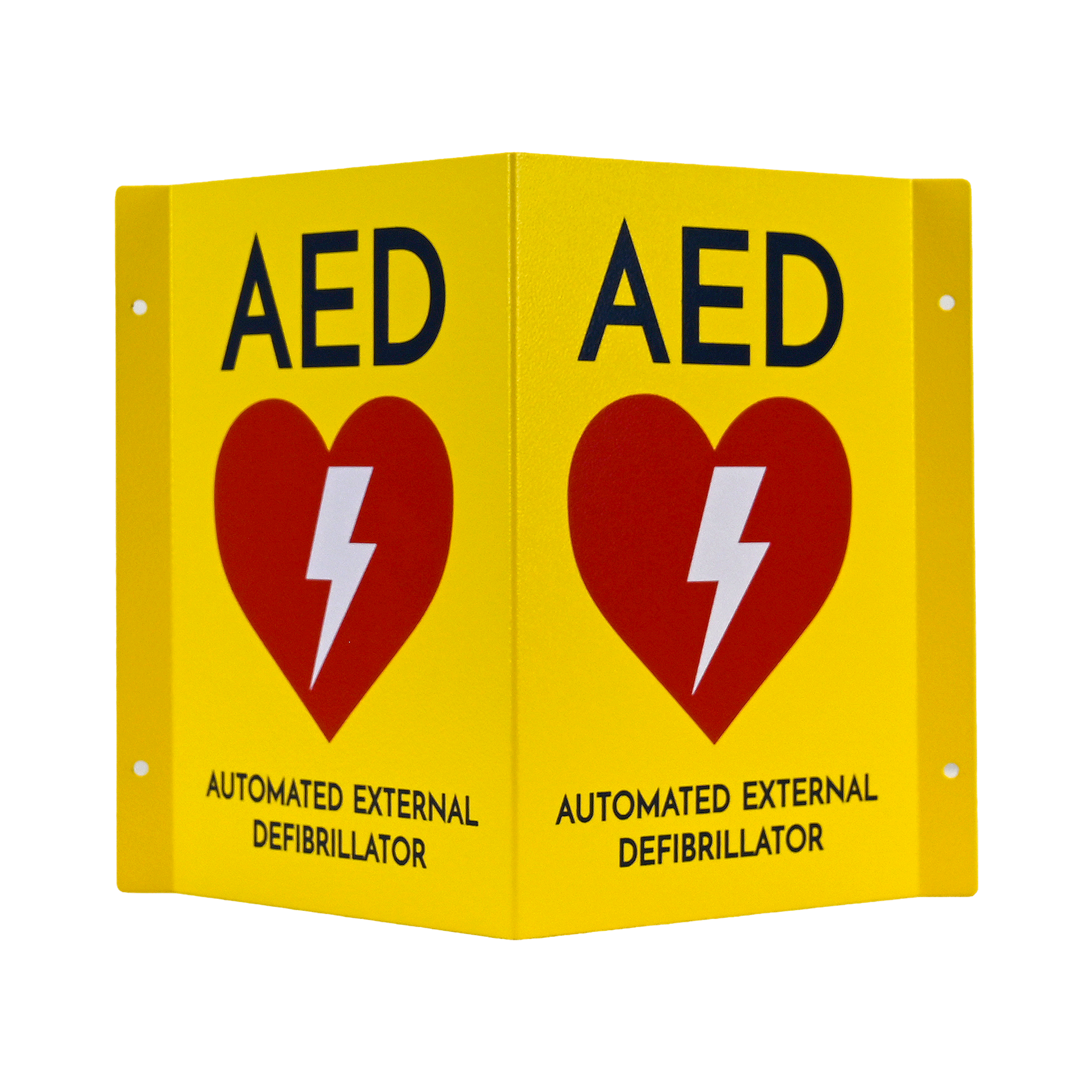CARDIACT Metal Yellow AED Angle Bracket Sign high-visibility AED location identification bracket sign for wall-mounted defibrillators