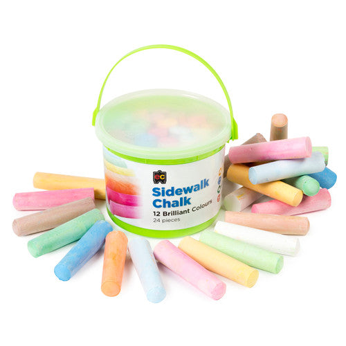 Educational Colours Sidewalk Chalk Brilliant Colour Bucket of 24 Coloured