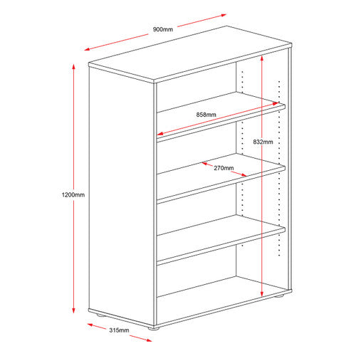Rapidline Rapid Worker Open Bookcase 3 Adjustable Shelves Beech / Ironstone