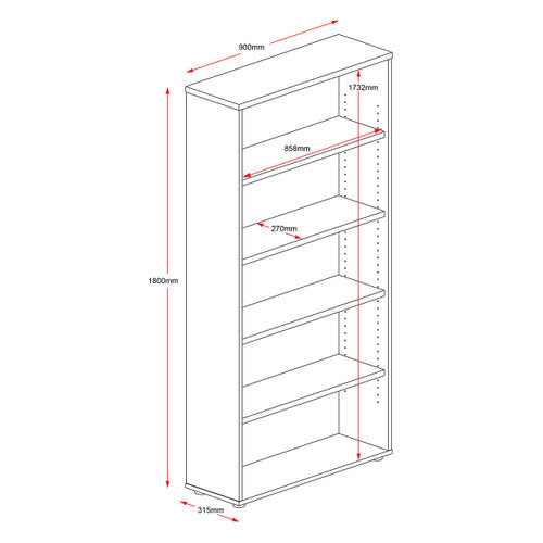Rapidline Rapid Worker Open Bookcase 4 Adjustable Shelves Beech / Ironstone