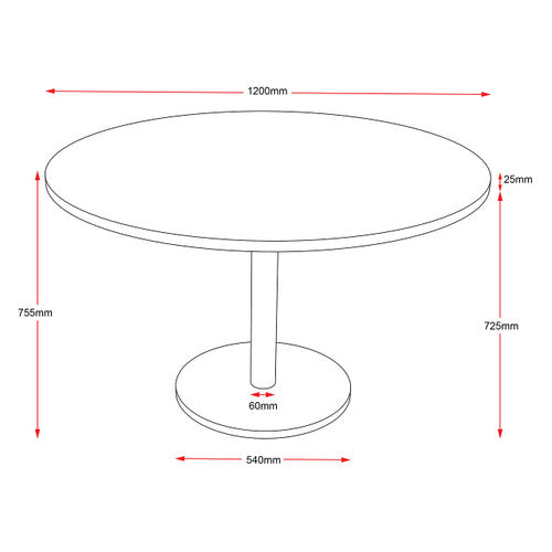 Rapidline Estilo Round Table Flat Disc Base 1200mm Diameter Cherry / Black