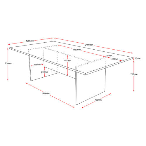Rapidline Rapid Worker Rectangular Meeting and Boardroom Table 2400 x 1200mm Natural Oak / Ironstone