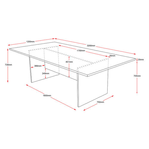 Rapidline Rapid Worker Rectangular Meeting and Boardroom Table 3200 x 1200mm Natural Oak / Ironstone