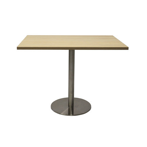 Rapidline Estilo Square Meeting Table Flat Disc Base 900mm Natural Oak / Stainless Steel