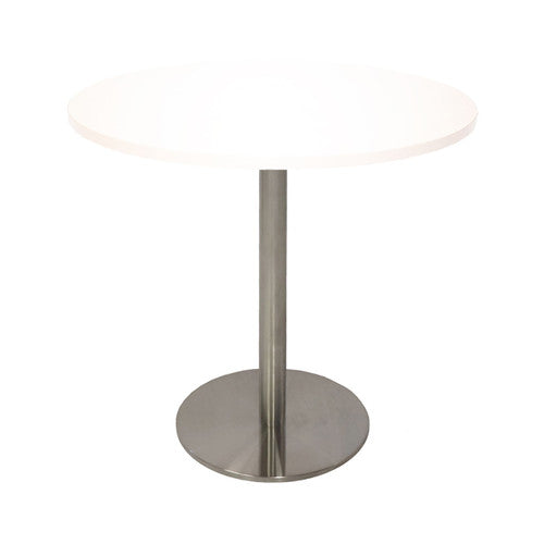 Rapidline Estilo Round Table Flat Disc Base 900mm Diameter Natural White / Stainless Steel