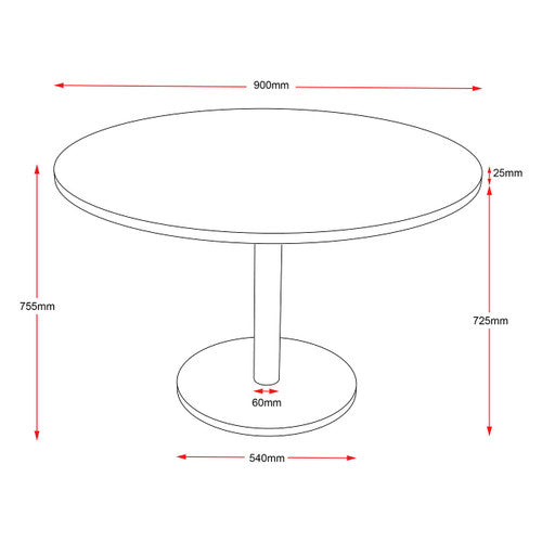 Rapidline Estilo Round Table Flat Disc Base 900mm Diameter Natural White / Black