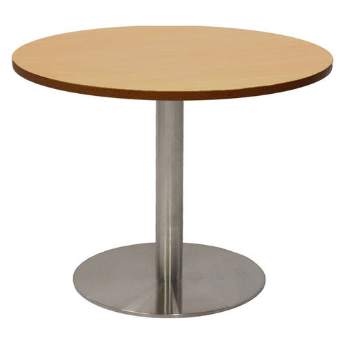 Rapidline Estilo Round Coffee Table Flat Disc Base 600mm Diameter Beech / Stainless Steel