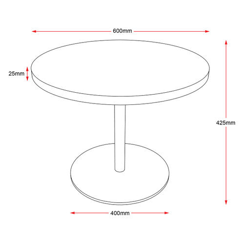 Rapidline Estilo Round Coffee Table Flat Disc Base 600mm Diameter Natural Oak / Stainless Steel