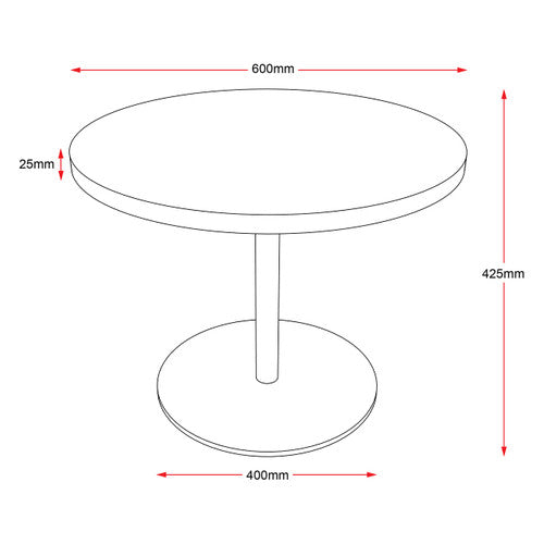 Rapidline Estilo Round Coffee Table Flat Disc Base 600mm Diameter Cherry / Black