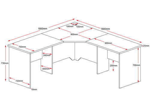 Rapidline Rapid Worker Corner Workstation 1800 x 1800 x 750mm Beech / Ironstone