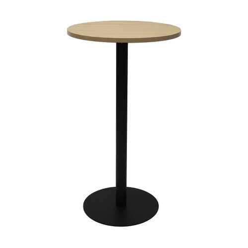 Rapidline Estilo Round Dry Bar Table Flat Disc Base 600mm Diameter Natural Oak / Black