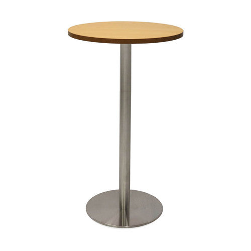 Rapidline Estilo Round Dry Bar Table Flat Disc Base 600mm Diameter Beech / Stainless Steel