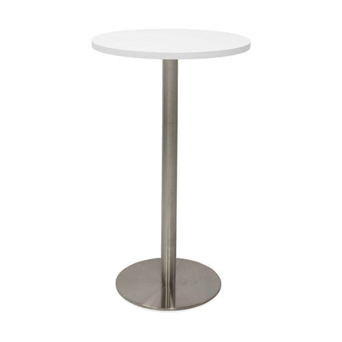 Rapidline Estilo Round Dry Bar Table Flat Disc Base 600mm Diameter Natural White / Stainless Steel