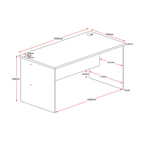 Rapidline Rapid Worker Open Slab End Workstation 1500 x 750mm Beech / Ironstone