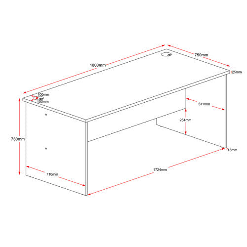 Rapidline Rapid Worker Open Slab End Workstation 1800 x 750mm Beech / Ironstone