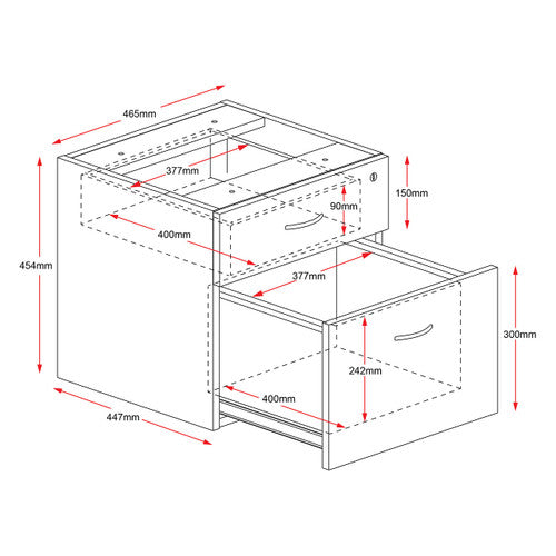 Rapidline Rapid Worker Fixed Pedestal 2 Drawer Beech / Ironstone