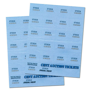 Cent Auction Tickets Coloured - Pack of 500 Sheets