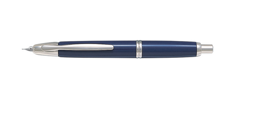 Pilot Capless Silver Accent Fountain Pen Blue Barrel Medium Nib