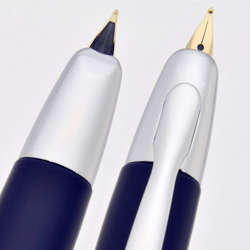 Pilot Capless Silver Accent Fountain Pen Blue Barrel Medium Nib