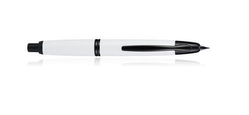 Pilot Capless Black Accent Fountain Pen Gloss White Barrel Fine Nib
