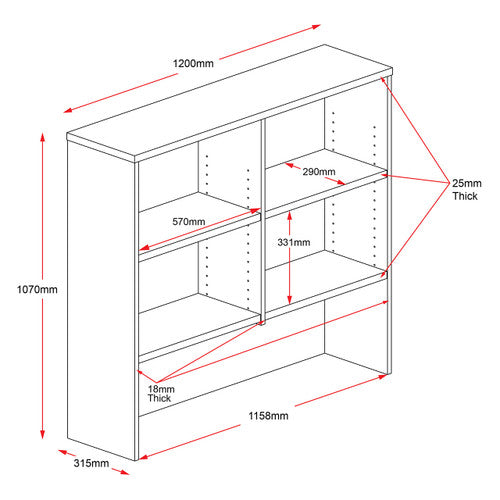 Rapidline Rapid Worker Overhead Hutch 1200 x 315 x 1070mm Beech / Ironstone
