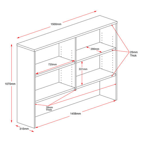 Rapidline Rapid Worker Overhead Hutch 1500 x 315 x 1070mm Beech / Ironstone