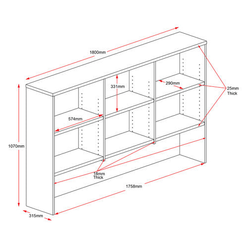 Rapidline Rapid Worker Overhead Hutch 1800 x 315 x 1070mm Beech / Ironstone