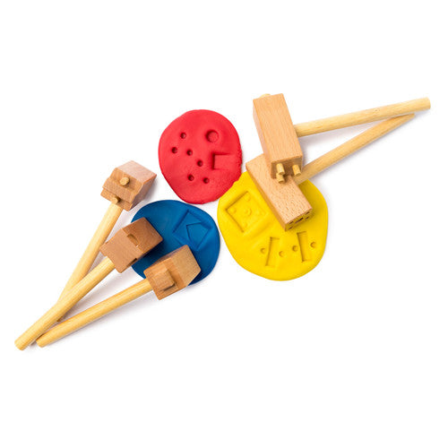 Educational Colours Wooden Clay and Dough Hammers Set of 5