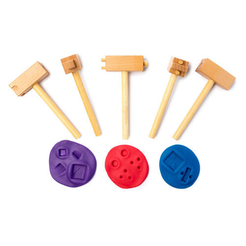 Educational Colours Wooden Clay and Dough Hammers Set of 5
