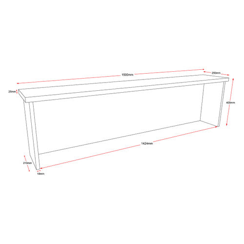 Rapidline Rapid Worker Rectangular Reception Hob 1500 x 350mm Beech / Ironstone