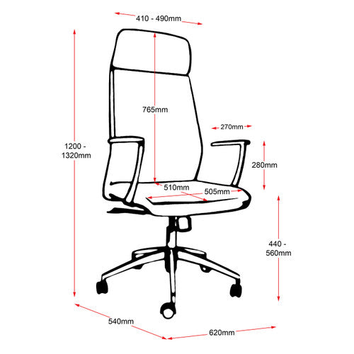 Rapidline CL3000H High Back Slimline Executive Chair Black PU