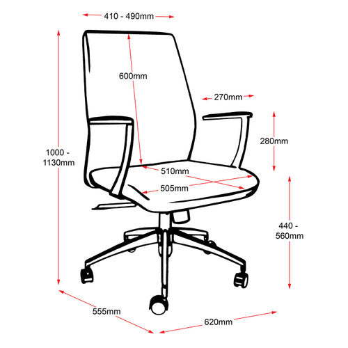 Rapidline CL3000M Medium Back Slimline Executive Chair Black PU