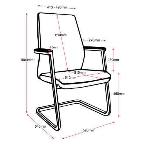 Rapidline CL3000V Medium Back Executive Visitor Chair Black PU