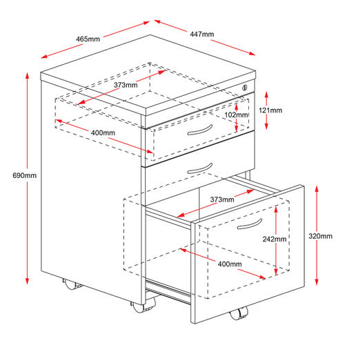Rapidline Rapid Worker Mobile Pedestal 3 Drawer Beech / Ironstone