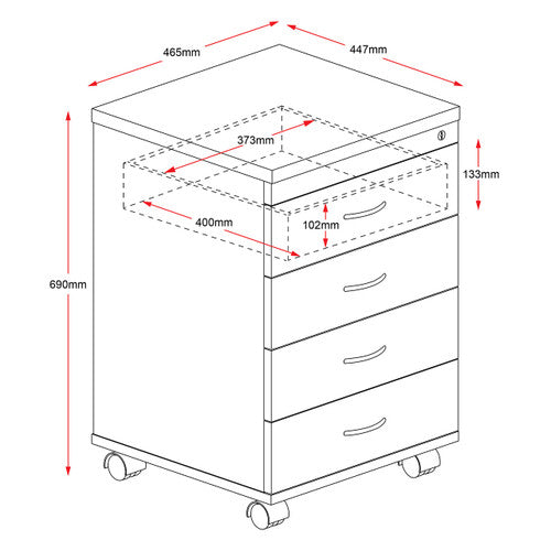 Rapidline Rapid Worker Mobile Pedestal 4 Personal Drawer Beech / Ironstone