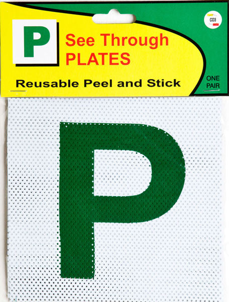 CO3 reusable see-through green P plate with peel-and-stick backing for Queensland provisional drivers