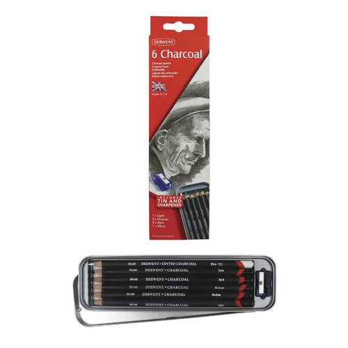 Derwent Charcoal Pencils Tin of 6