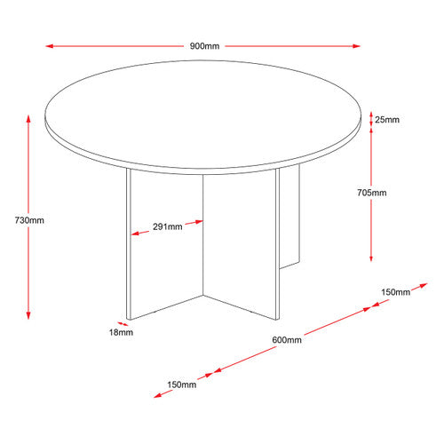 Rapidline Rapid Worker Round Meeting Table 900mm Diameter Natural White / Ironstone