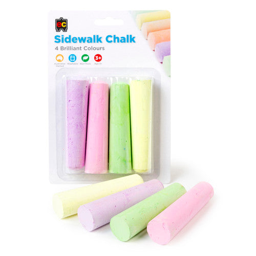 Educational Colours Sidewalk Chalk Fluorescent Pack of 4 Coloured