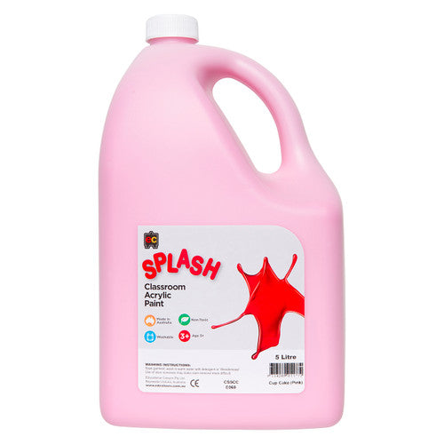 Educational Colours Splash Classroom Acrylic Paint 5L Cup Cake (Pink)