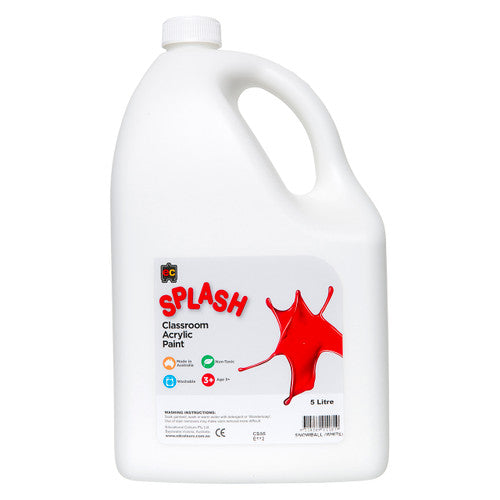 Educational Colours Splash Classroom Acrylic Paint 5L Snowball (White)