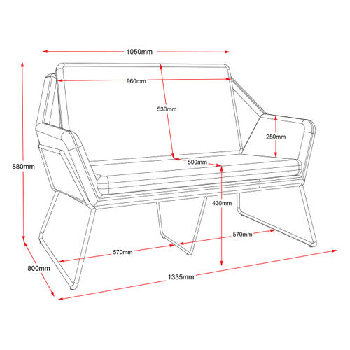 Rapidline Cardinal 2 Seater Lounge Chair Charcoal Ash