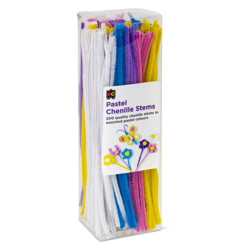 Educational Colours Pastel Chenille Stems Pack of 200