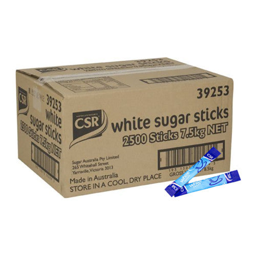 CSR White Sugar Sticks 3gm - box of 2500 individually portioned sticks for office and hospitality use