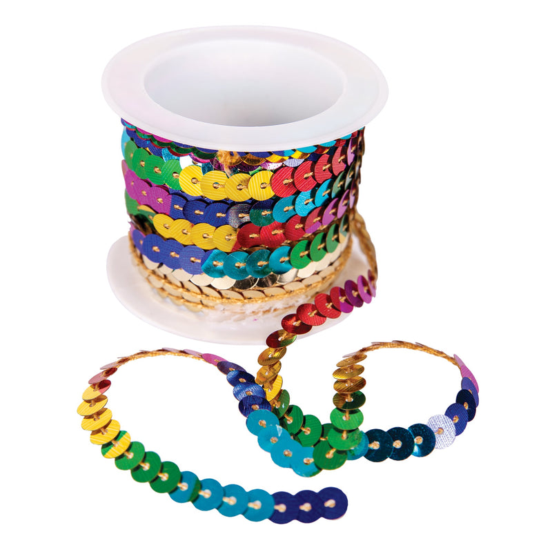 Zart Rainbow Sequin String 5mm x 5 Metres Stitched Metallic Trim-3