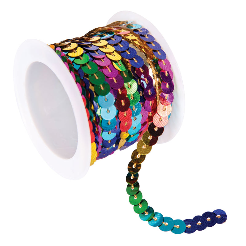 Zart Rainbow Sequin String 5mm x 5 Metres Stitched Metallic Trim-1