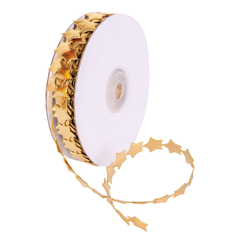Zart Metallic Star Trim Gold 5 Metres Chain of Metallic Stars-2