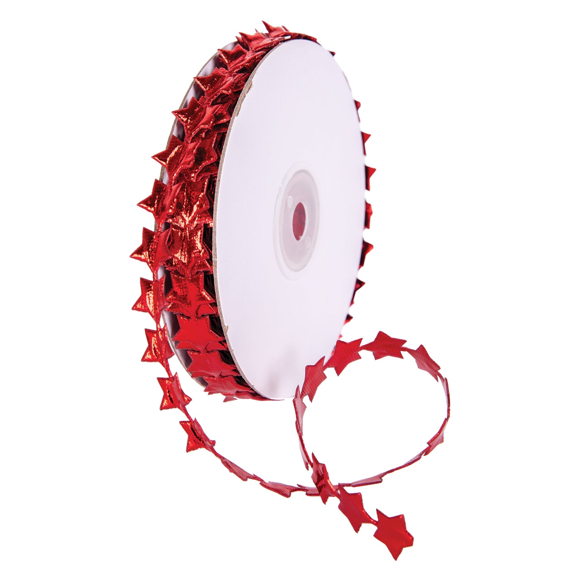 Zart Metallic Star Trim Red 15mm x 5 Metres Chain of Metallic Stars-2