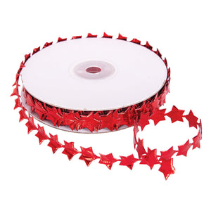 Zart Metallic Star Trim Red 15mm x 5 Metres Chain of Metallic Stars